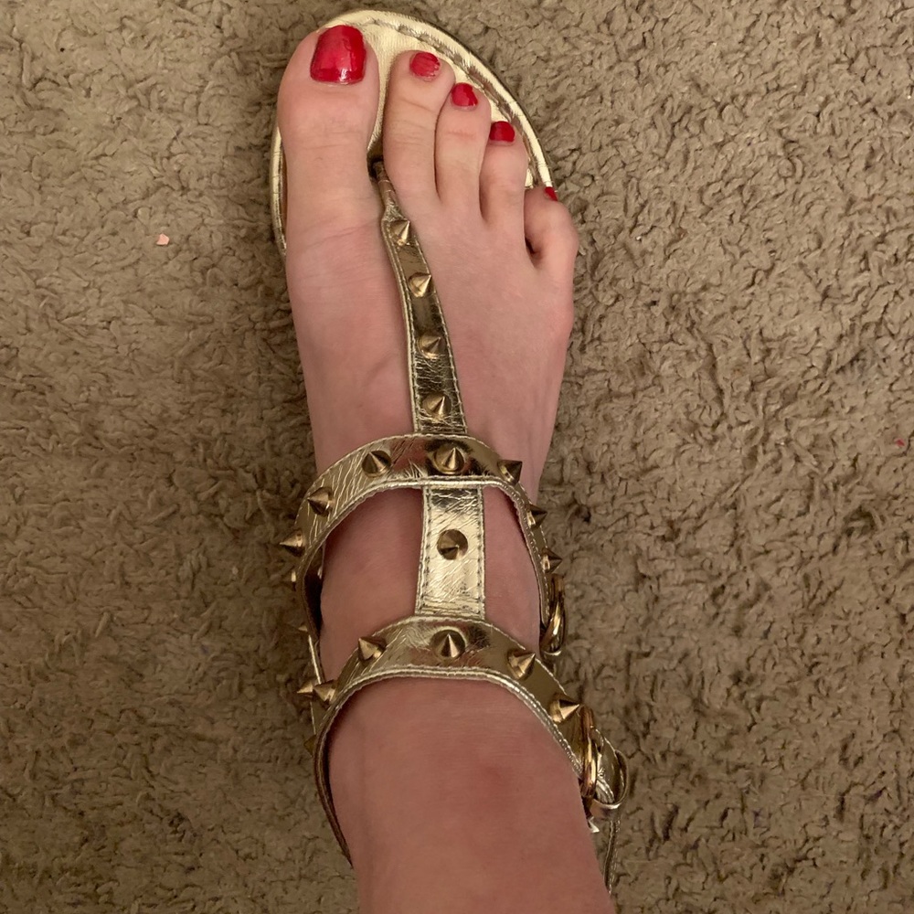 Gold Spiked gladiator-style sandals! Fits 7.5